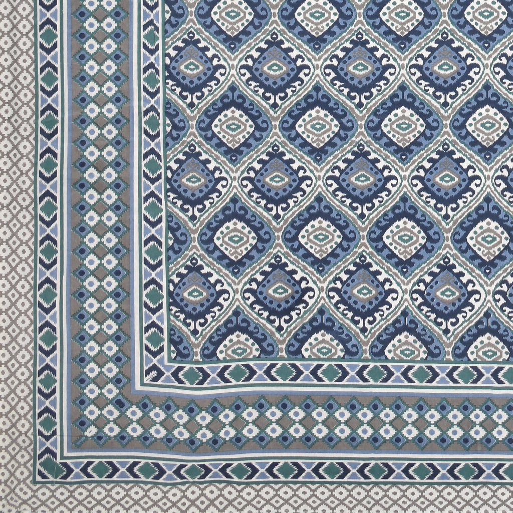 Cotton Bedsheet with 2 pillow covers - Ikat Blue