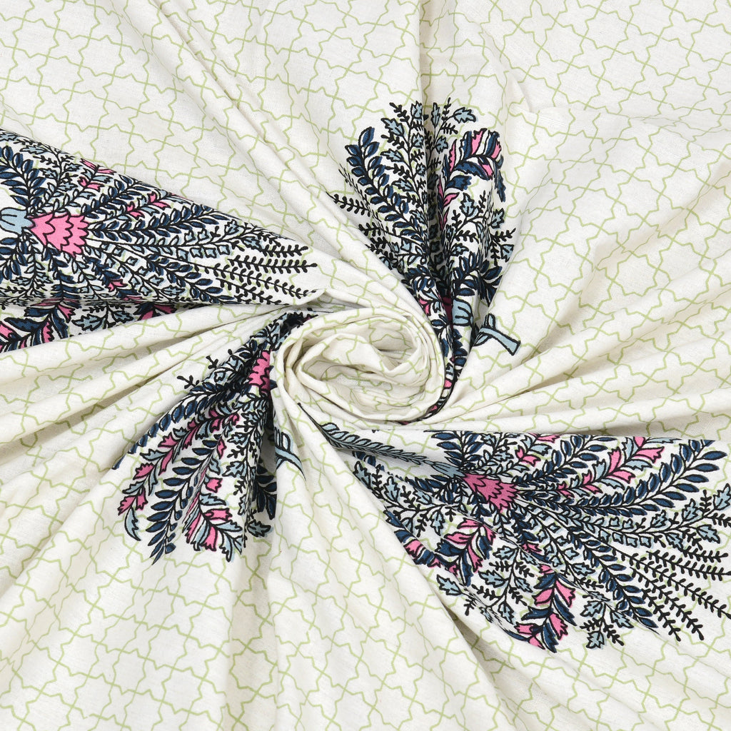Cotton Print Bedsheet with 2 Pillow Covers - Divine Blue