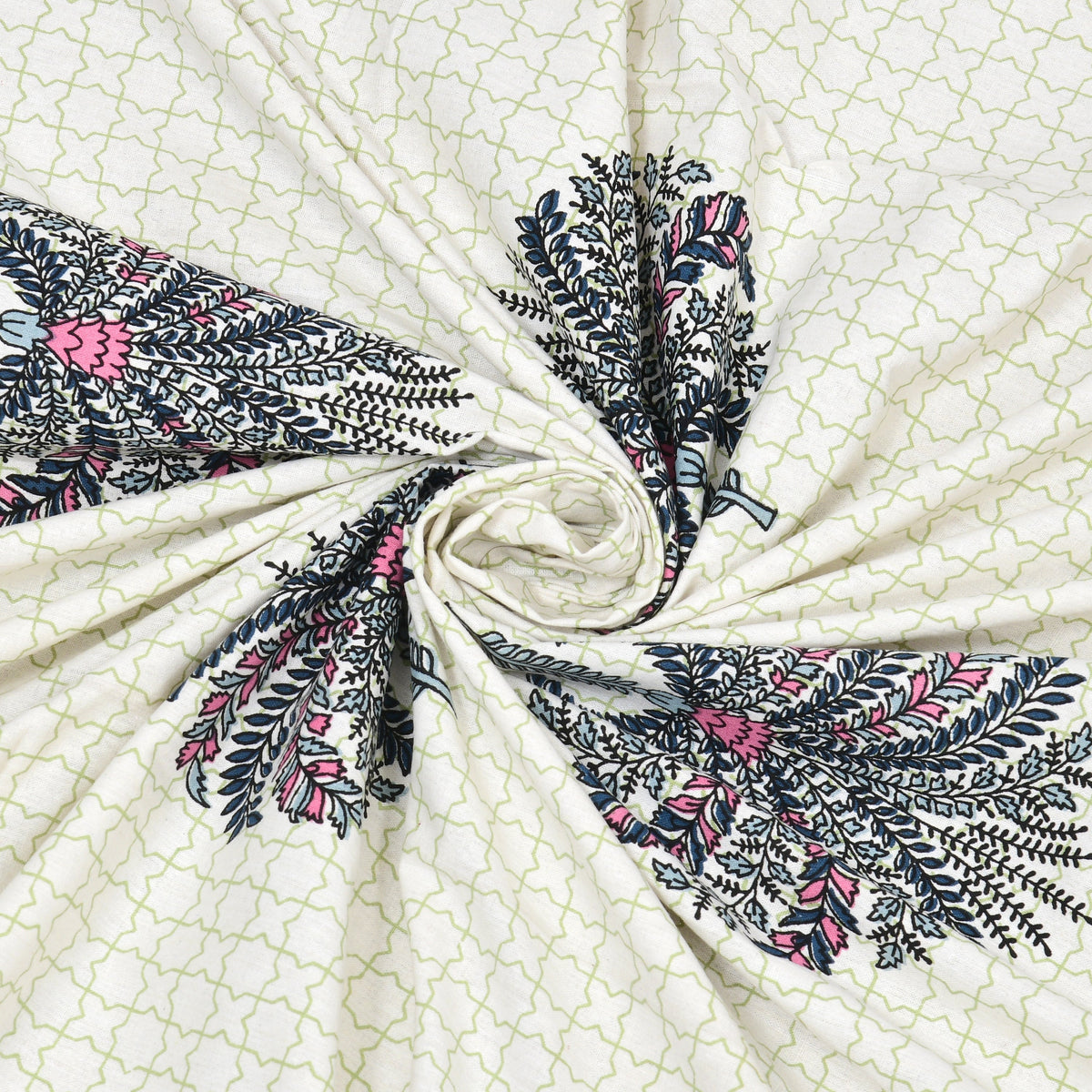 Cotton Print Bedsheet with 2 Pillow Covers - Divine Blue