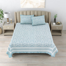 Load image into Gallery viewer, 100% Cotton Block Print Bedsheet -Royal Blue
