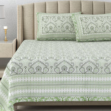 Load image into Gallery viewer, 100% Cotton Block Print Bedsheet -Royal Green
