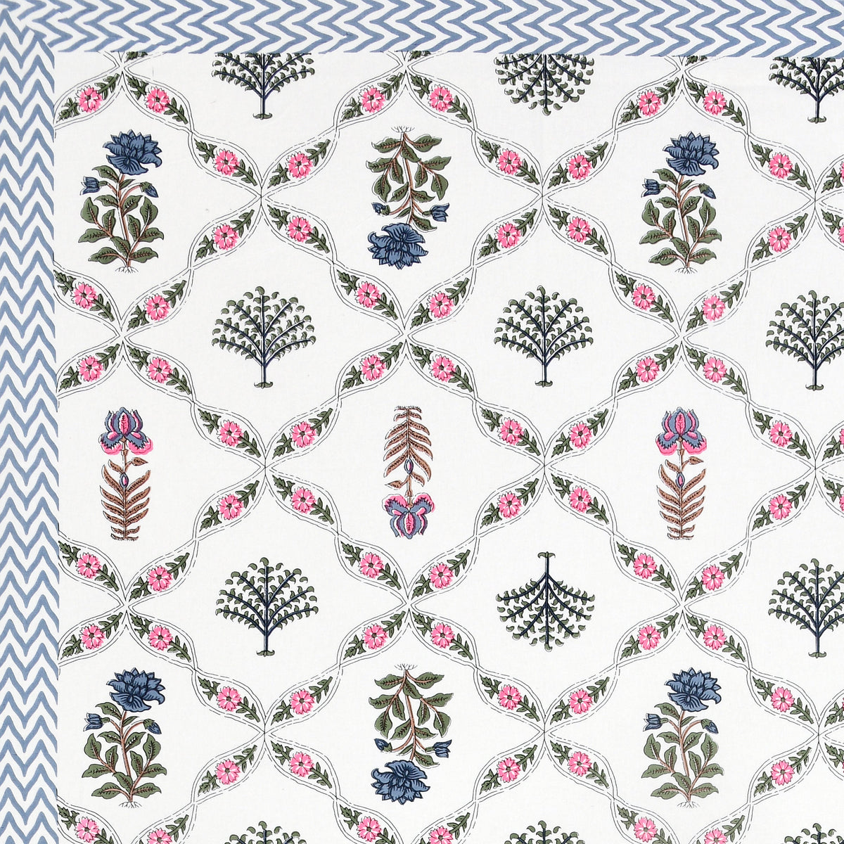 Cotton Handblock Print Bedsheet Set- Mosiac