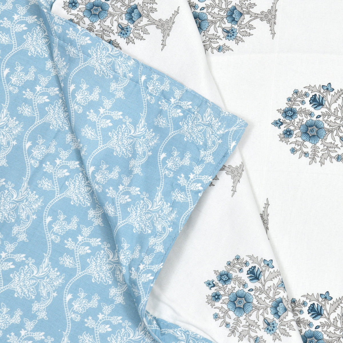 Hand block Print cotton Mulmul  double size Dohar - Tree