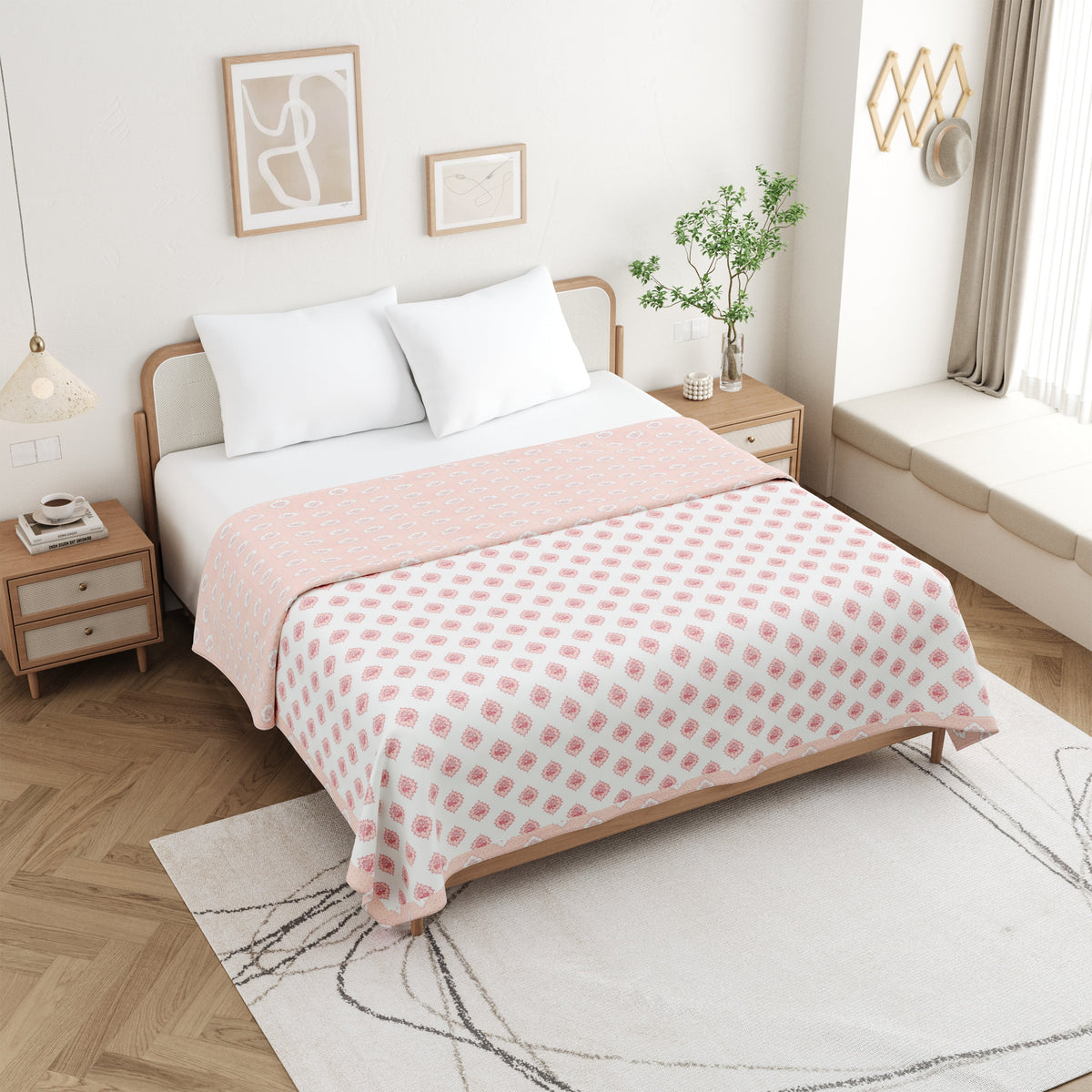 Pastel Cotton Reversible Mulmul Dohar for Double Bed Size
