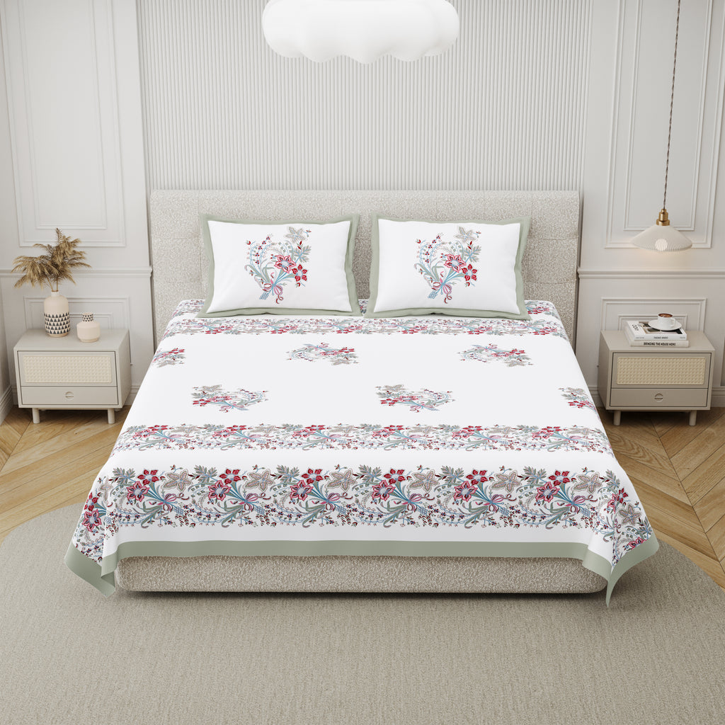Cotton Hand Block Print Bedsheet Set - Luxe Bloom