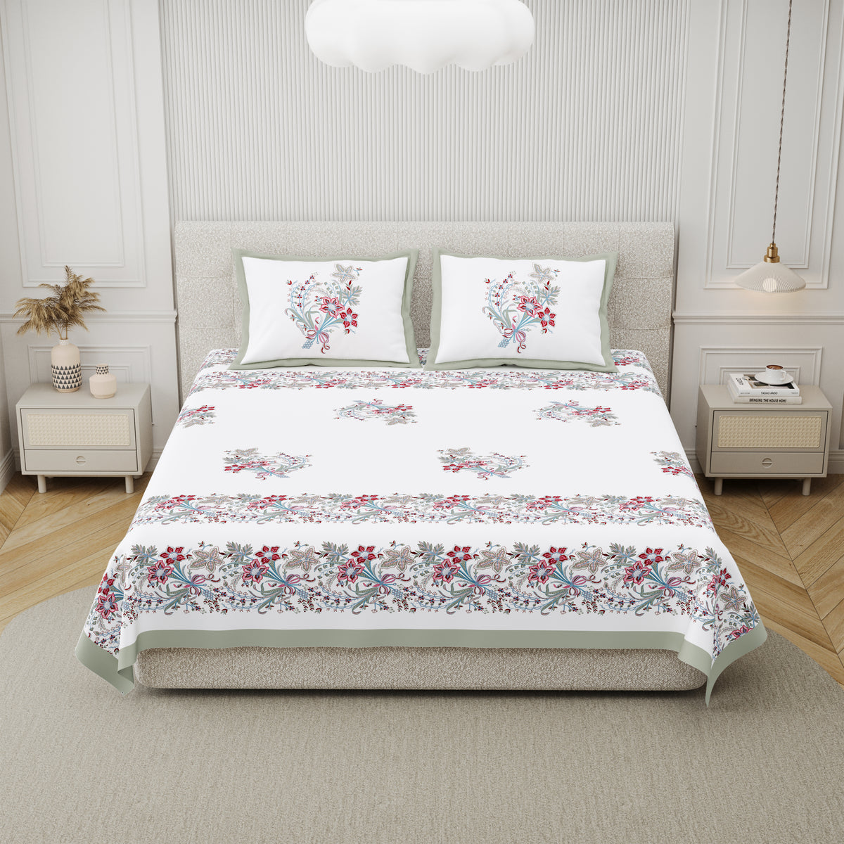 Cotton Hand Block Print Bedsheet Set - Luxe Bloom