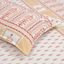 Load image into Gallery viewer, 100% Premium Cotton Designer Printed Bedsheet - Beige Jharoka
