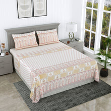 Load image into Gallery viewer, 100% Premium Cotton Designer Printed Bedsheet - Beige Jharoka
